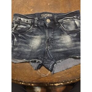 Silver Women's Denim Shorty Shorts Bootie Shorts Lacy Raw Edge Distressed Y2K
